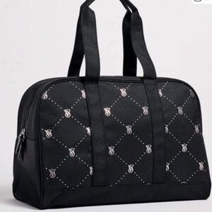 Victoria's Secret Logo Quilted Diamanté Canvas Black Duffle Bag